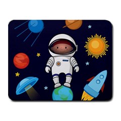 Boy-spaceman-space-rocket-ufo-planets-stars Small Mousepad by Salman4z