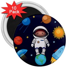 Boy-spaceman-space-rocket-ufo-planets-stars 3  Magnets (10 Pack)  by Salman4z