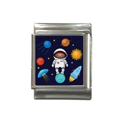 Boy-spaceman-space-rocket-ufo-planets-stars Italian Charm (13mm) by Salman4z