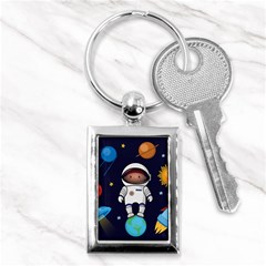 Boy-spaceman-space-rocket-ufo-planets-stars Key Chain (rectangle) by Salman4z