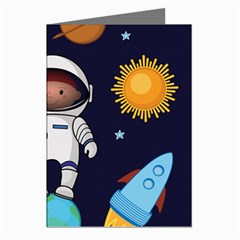 Boy-spaceman-space-rocket-ufo-planets-stars Greeting Cards (pkg Of 8) by Salman4z