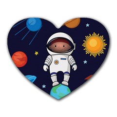 Boy-spaceman-space-rocket-ufo-planets-stars Heart Mousepad by Salman4z