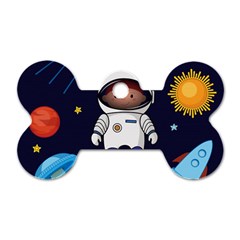 Boy-spaceman-space-rocket-ufo-planets-stars Dog Tag Bone (two Sides) by Salman4z