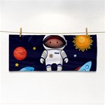 Boy-spaceman-space-rocket-ufo-planets-stars Hand Towel Front