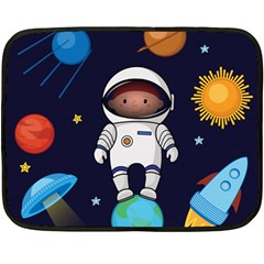 Boy-spaceman-space-rocket-ufo-planets-stars Fleece Blanket (mini) by Salman4z