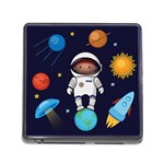 Boy-spaceman-space-rocket-ufo-planets-stars Memory Card Reader (Square 5 Slot) Front