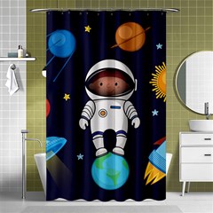 Boy-spaceman-space-rocket-ufo-planets-stars Shower Curtain 48  X 72  (small)  by Salman4z