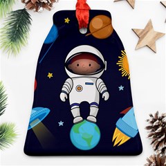 Boy-spaceman-space-rocket-ufo-planets-stars Bell Ornament (two Sides) by Salman4z