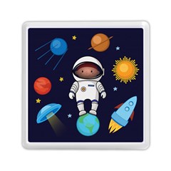 Boy-spaceman-space-rocket-ufo-planets-stars Memory Card Reader (square) by Salman4z