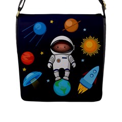 Boy-spaceman-space-rocket-ufo-planets-stars Flap Closure Messenger Bag (l) by Salman4z