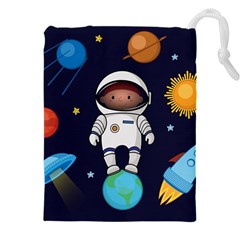 Boy-spaceman-space-rocket-ufo-planets-stars Drawstring Pouch (5xl) by Salman4z