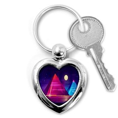 Egyptian-pyramids-night-landscape-cartoon Key Chain (heart) by Salman4z