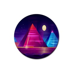 Egyptian-pyramids-night-landscape-cartoon Rubber Coaster (round) by Salman4z