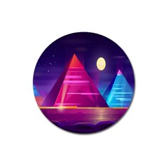 Egyptian-pyramids-night-landscape-cartoon Magnet 3  (round) by Salman4z