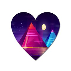 Egyptian-pyramids-night-landscape-cartoon Heart Magnet by Salman4z