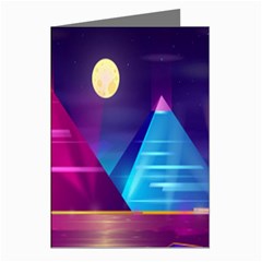 Egyptian-pyramids-night-landscape-cartoon Greeting Cards (pkg Of 8) by Salman4z