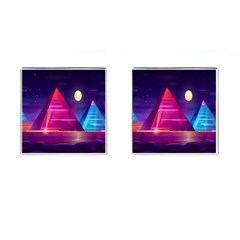 Egyptian-pyramids-night-landscape-cartoon Cufflinks (square) by Salman4z