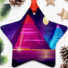 Egyptian-pyramids-night-landscape-cartoon Star Ornament (two Sides)