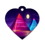 Egyptian-pyramids-night-landscape-cartoon Dog Tag Heart (One Side) Front