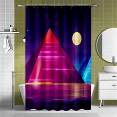 Egyptian-pyramids-night-landscape-cartoon Shower Curtain 48  X 72  (small)  by Salman4z