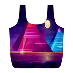 Egyptian-pyramids-night-landscape-cartoon Full Print Recycle Bag (l) by Salman4z