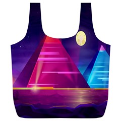 Egyptian-pyramids-night-landscape-cartoon Full Print Recycle Bag (xl) by Salman4z