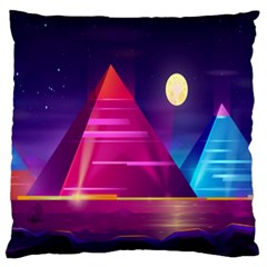 Egyptian-pyramids-night-landscape-cartoon Large Premium Plush Fleece Cushion Case (two Sides) by Salman4z