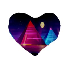 Egyptian-pyramids-night-landscape-cartoon Standard 16  Premium Flano Heart Shape Cushions by Salman4z