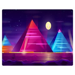 Egyptian-pyramids-night-landscape-cartoon Two Sides Premium Plush Fleece Blanket (medium) by Salman4z