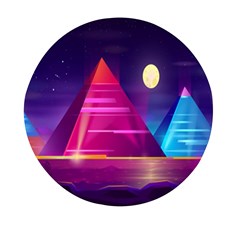 Egyptian-pyramids-night-landscape-cartoon Mini Round Pill Box