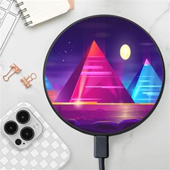 Egyptian-pyramids-night-landscape-cartoon Wireless Fast Charger(black) by Salman4z