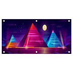 Egyptian-pyramids-night-landscape-cartoon Banner And Sign 4  X 2  by Salman4z