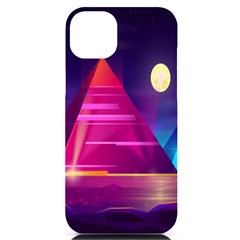 Egyptian-pyramids-night-landscape-cartoon Iphone 14 Plus Black Uv Print Case by Salman4z