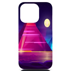 Egyptian-pyramids-night-landscape-cartoon Iphone 14 Pro Black Uv Print Case by Salman4z