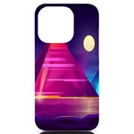 Egyptian-pyramids-night-landscape-cartoon iPhone 14 Pro Black UV Print Case Front