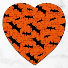 Halloween-card-with-bats-flying-pattern Jigsaw Puzzle (heart) by Salman4z