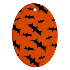 Halloween-card-with-bats-flying-pattern Oval Ornament (Two Sides)