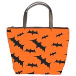 Halloween-card-with-bats-flying-pattern Bucket Bag Front