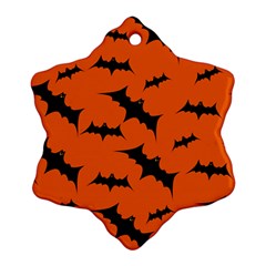 Halloween-card-with-bats-flying-pattern Ornament (Snowflake)