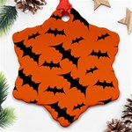 Halloween-card-with-bats-flying-pattern Ornament (Snowflake) Front