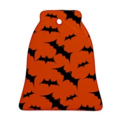 Halloween-card-with-bats-flying-pattern Ornament (Bell)