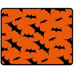 Halloween-card-with-bats-flying-pattern Two Sides Fleece Blanket (Medium)