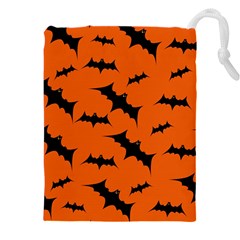 Halloween-card-with-bats-flying-pattern Drawstring Pouch (5XL)