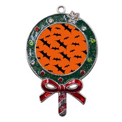 Halloween-card-with-bats-flying-pattern Metal X mas Lollipop With Crystal Ornament