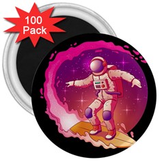 Astronaut-spacesuit-standing-surfboard-surfing-milky-way-stars 3  Magnets (100 Pack) by Salman4z