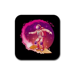 Astronaut-spacesuit-standing-surfboard-surfing-milky-way-stars Rubber Coaster (square) by Salman4z