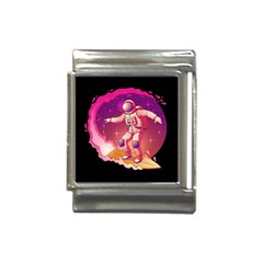 Astronaut-spacesuit-standing-surfboard-surfing-milky-way-stars Italian Charm (13mm) by Salman4z