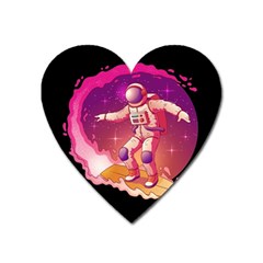 Astronaut-spacesuit-standing-surfboard-surfing-milky-way-stars Heart Magnet by Salman4z