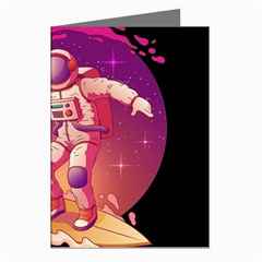 Astronaut-spacesuit-standing-surfboard-surfing-milky-way-stars Greeting Cards (pkg Of 8) by Salman4z