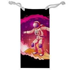 Astronaut-spacesuit-standing-surfboard-surfing-milky-way-stars Jewelry Bag by Salman4z